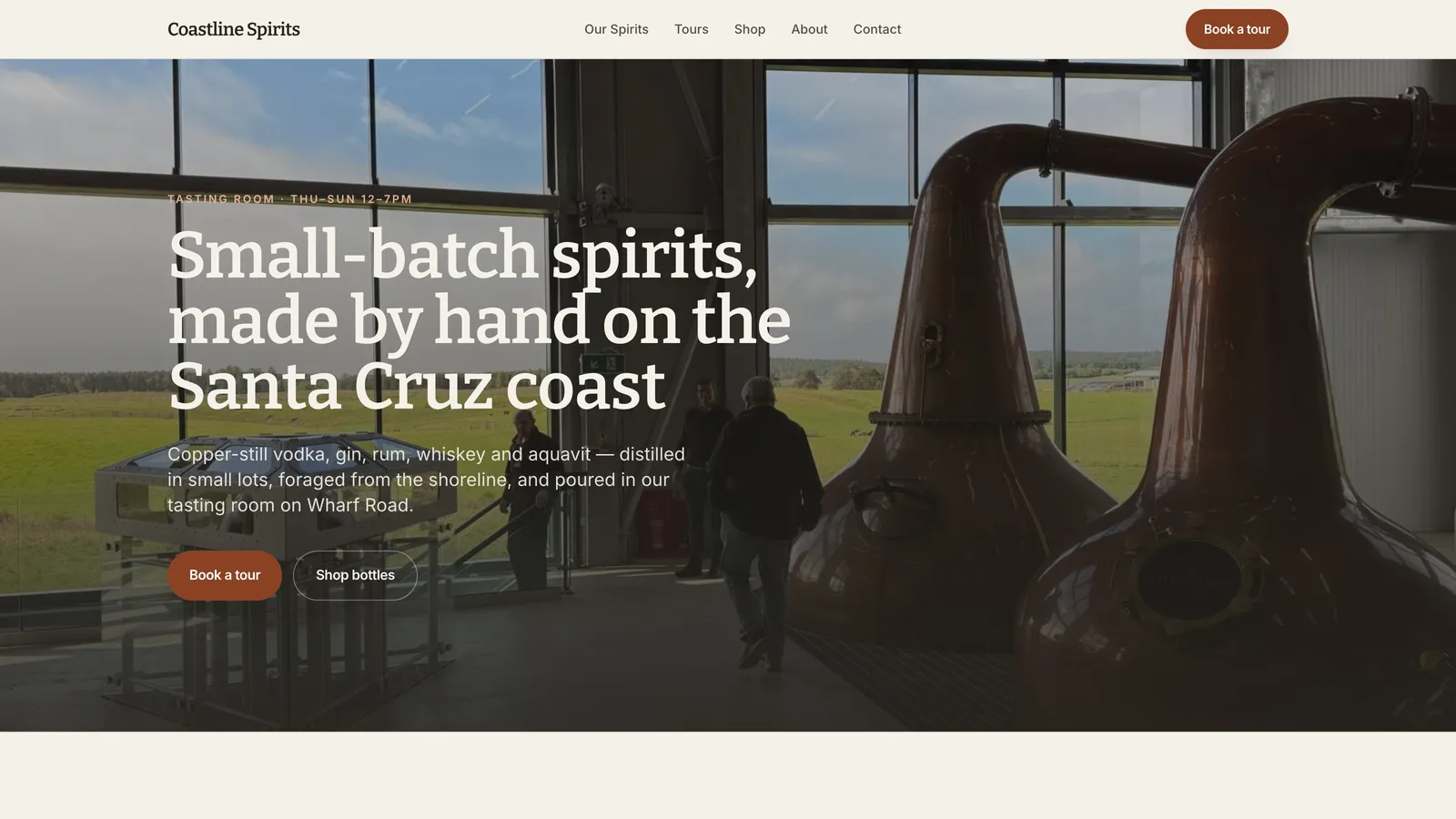 Coastline Spirits — Distillery website built by Donovan Crader