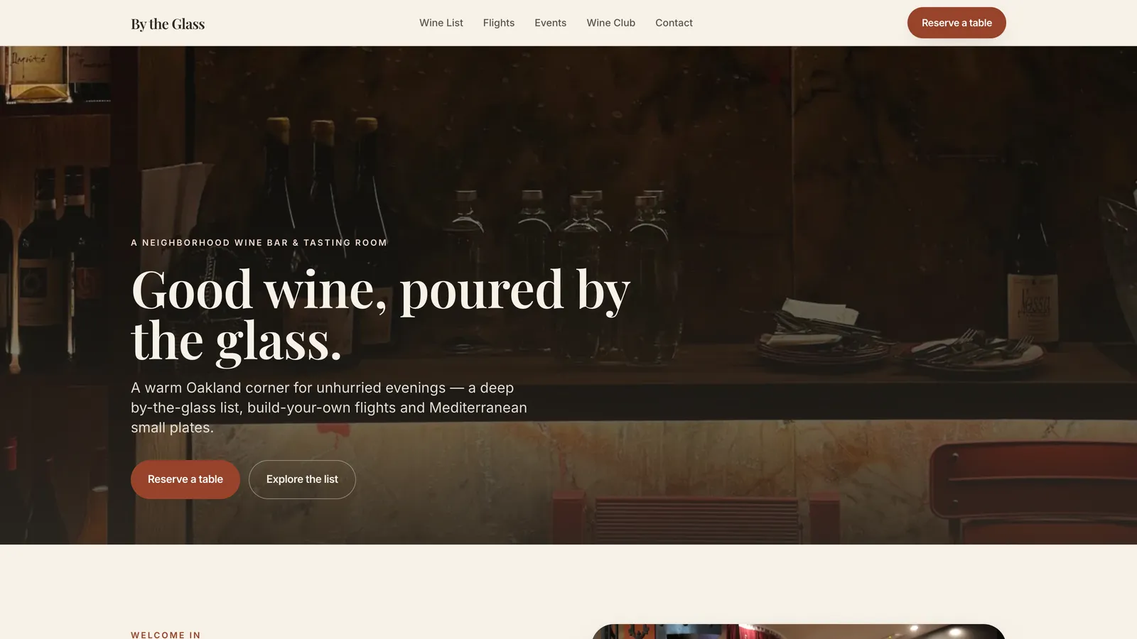 By the Glass — Wine bar website built by Donovan Crader