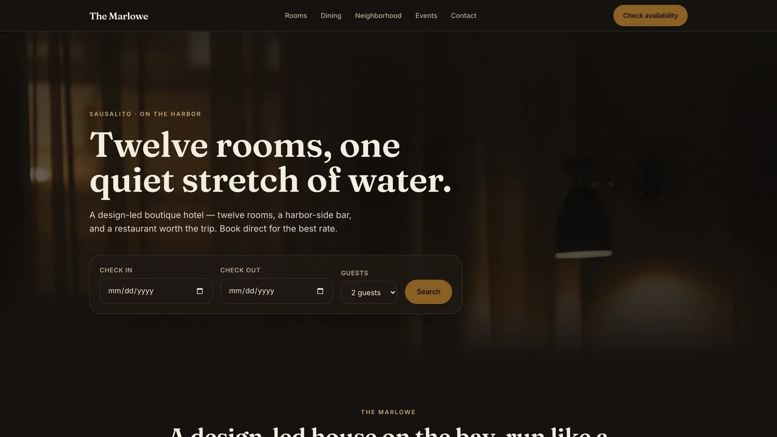 The Marlowe — Boutique hotel website built by Donovan Crader