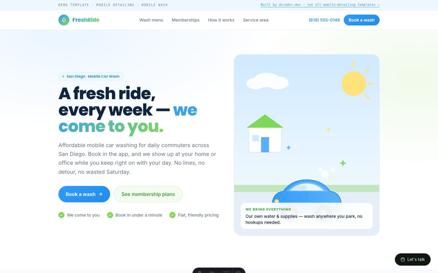 Mobile Auto Detail — Commuter Quick-Wash design preview