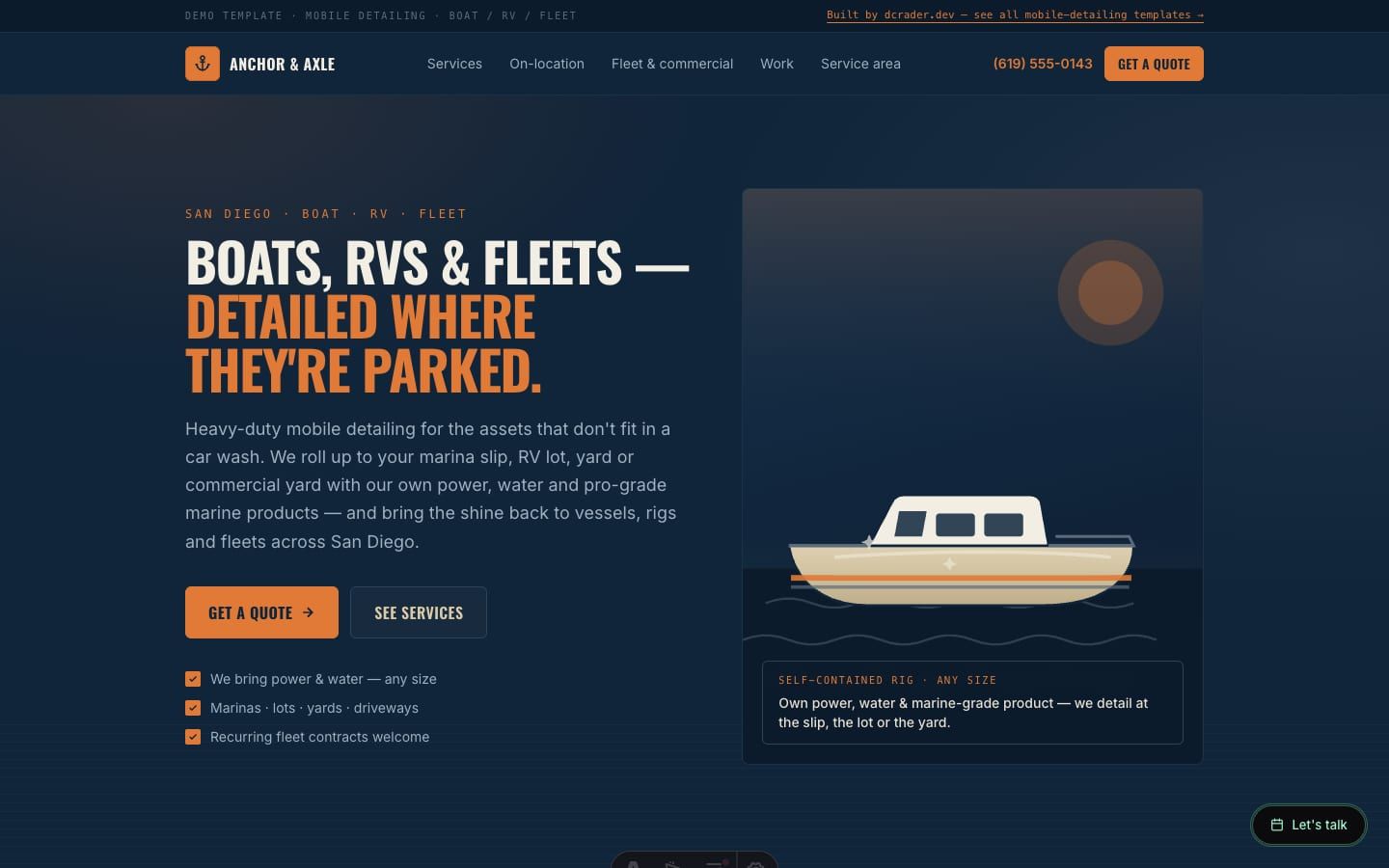 Mobile Auto Detail — Boat / RV / Fleet design preview