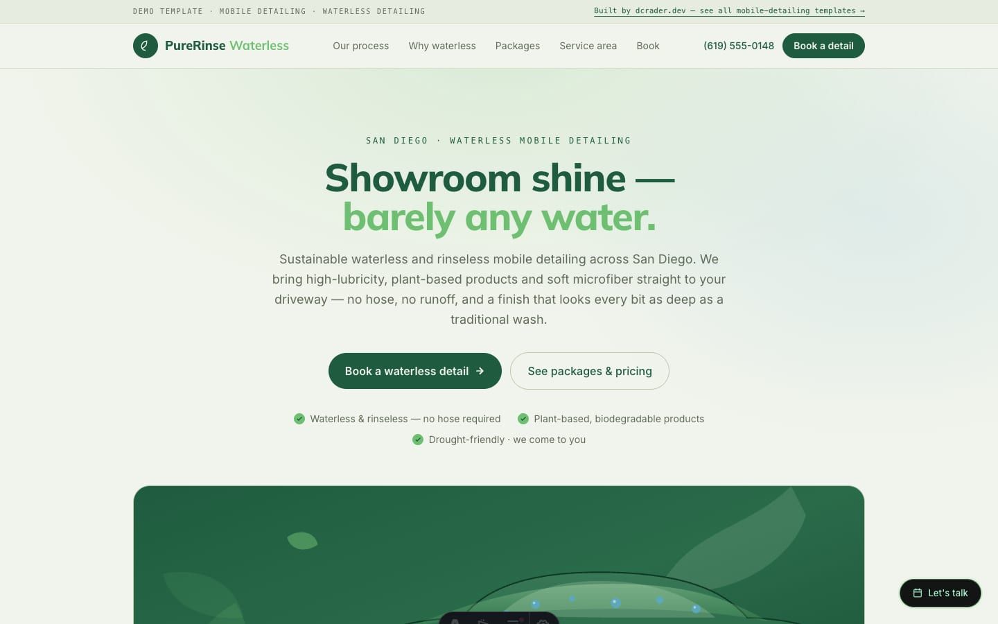 Mobile Auto Detail — Eco / Waterless design preview