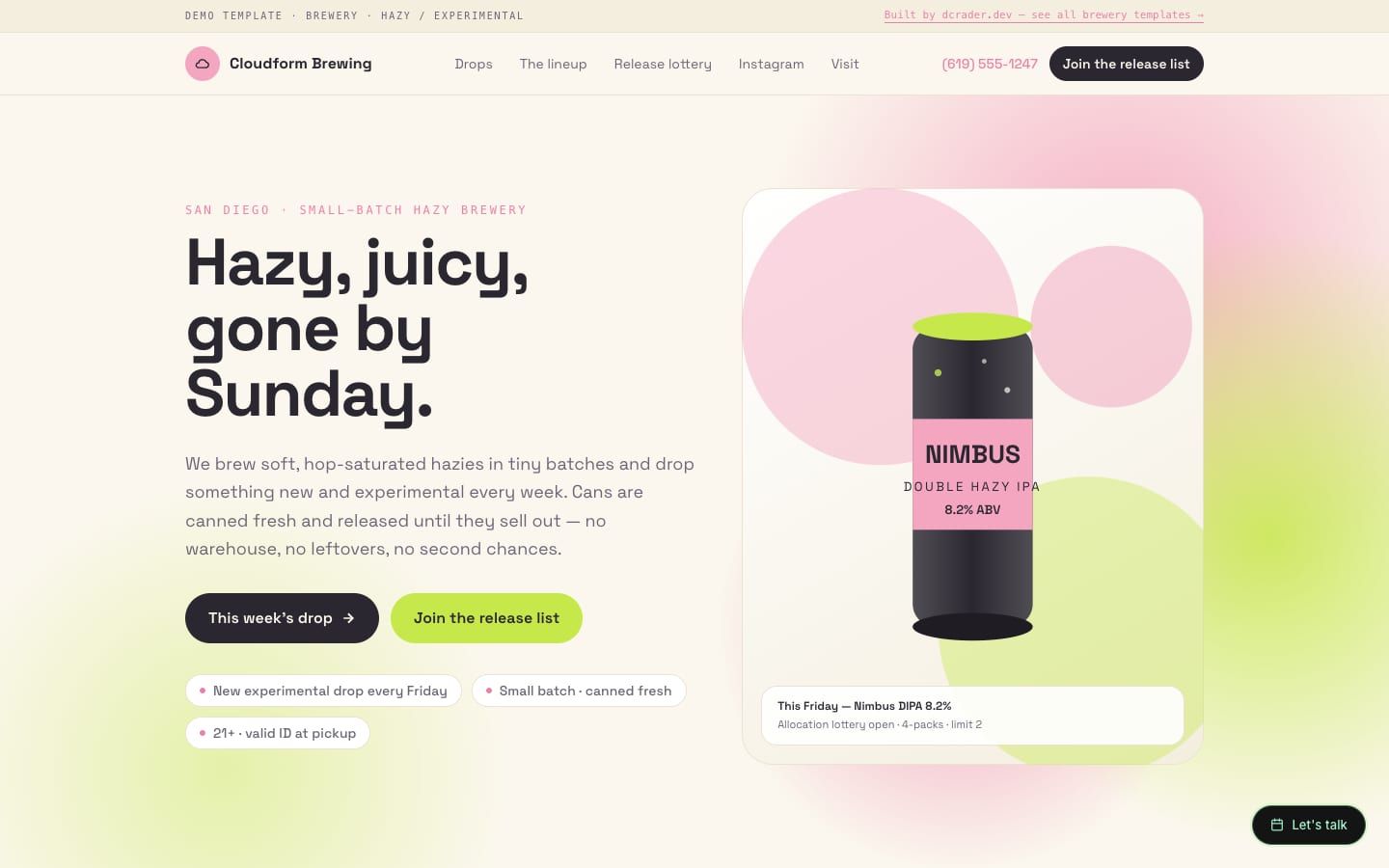 Breweries & Taprooms — Hazy / Experimental design preview