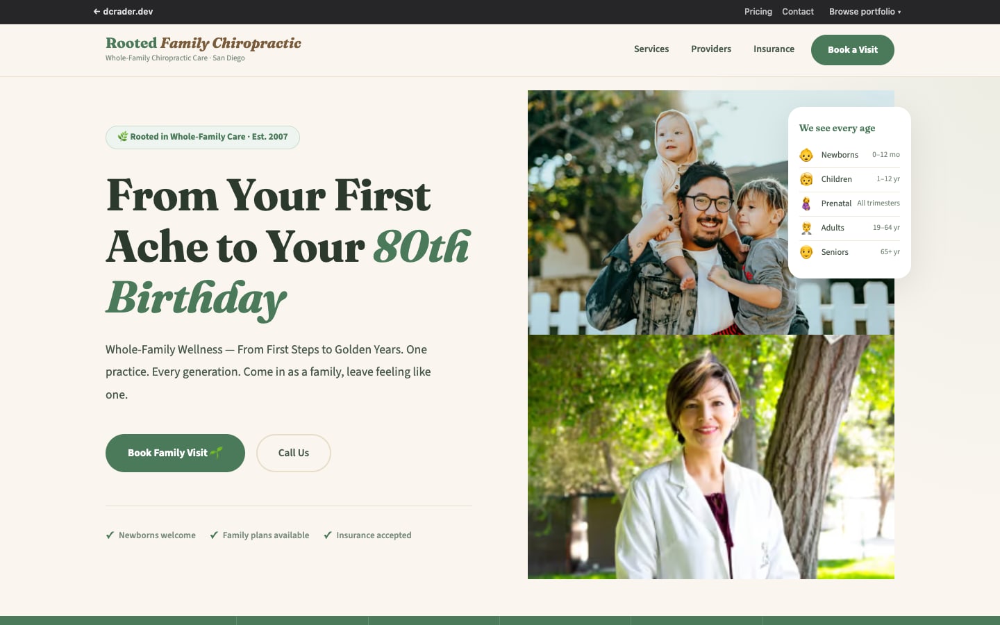 Chiropractors & Wellness — Family Wellness design preview