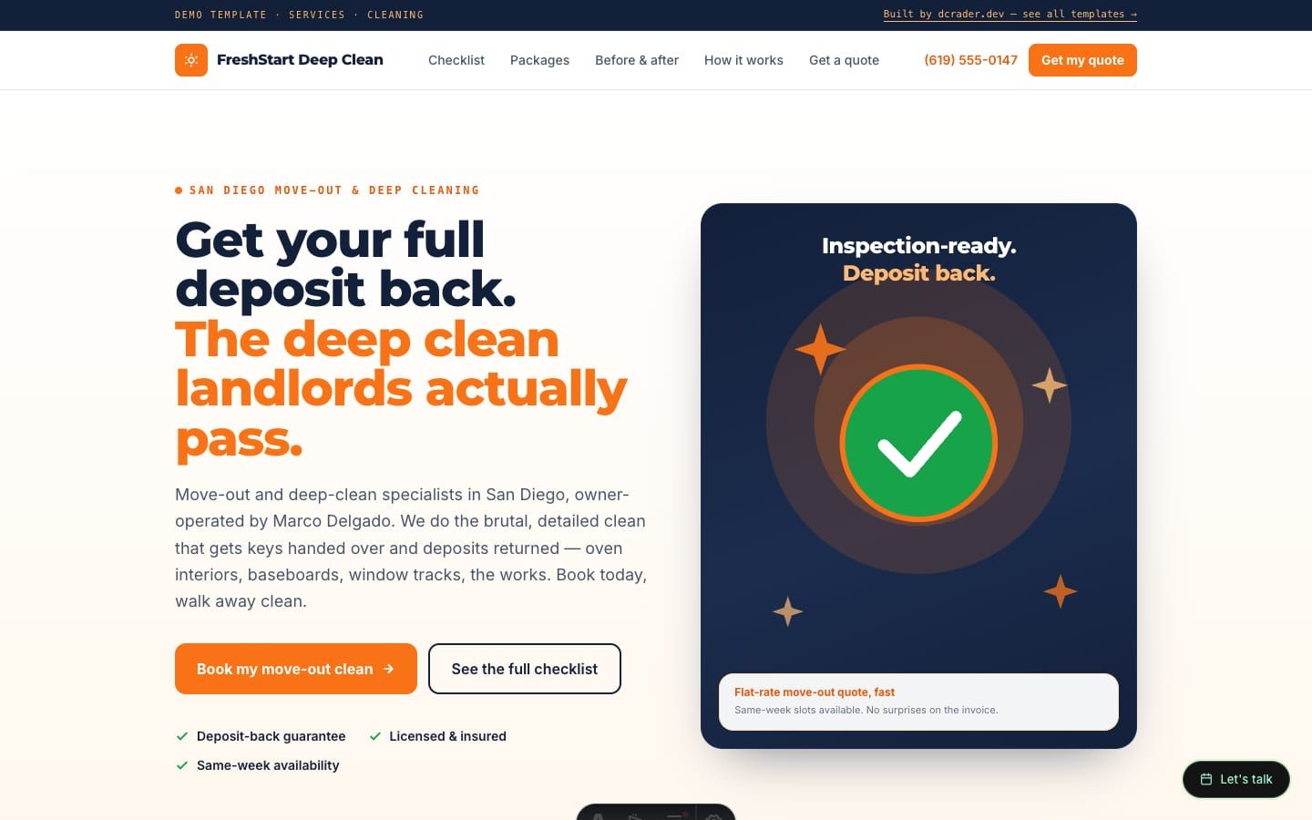 Cleaning Services — Move-Out & Deep Clean design preview