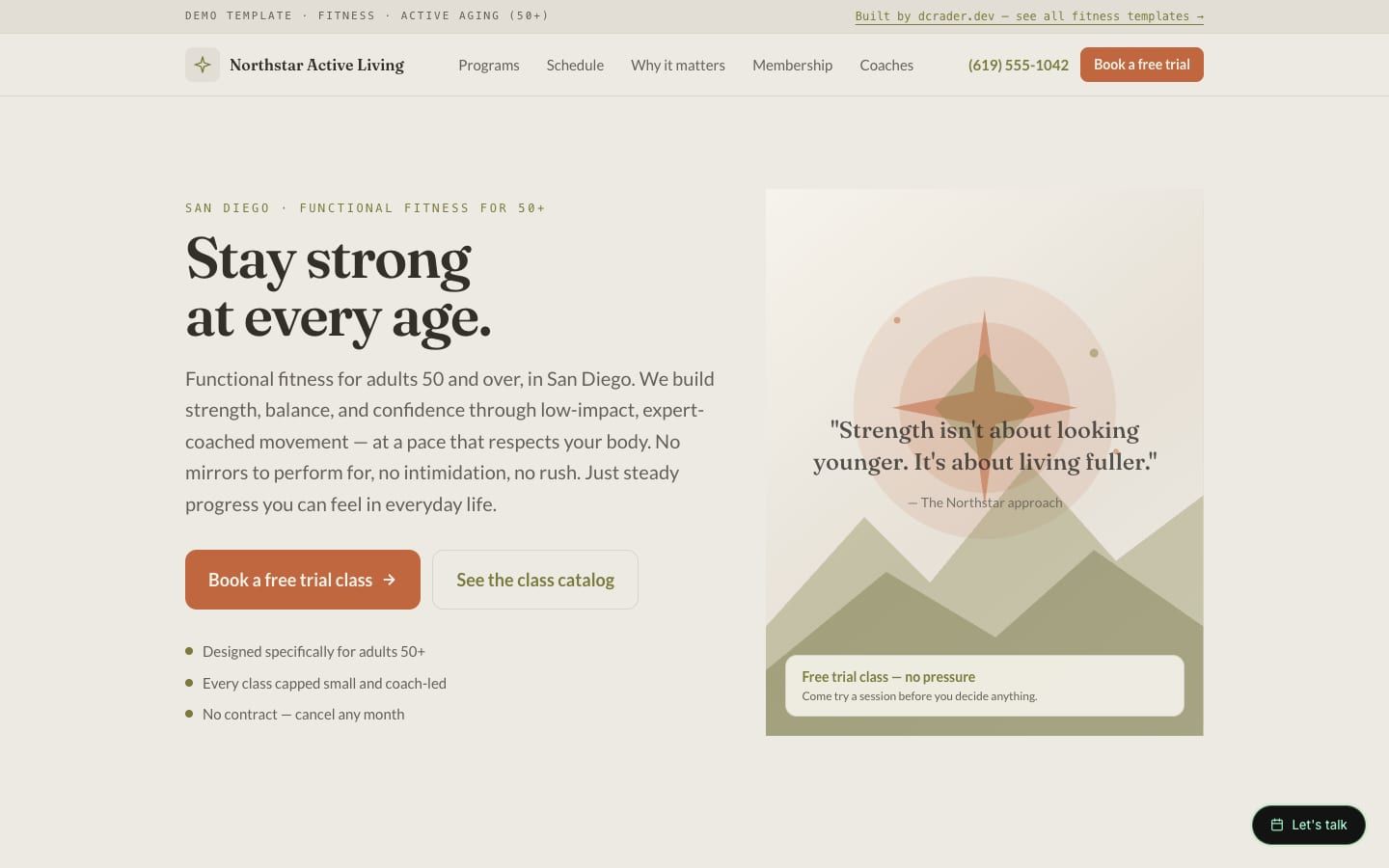 Gyms & Fitness Studios — Active Aging (50+) design preview