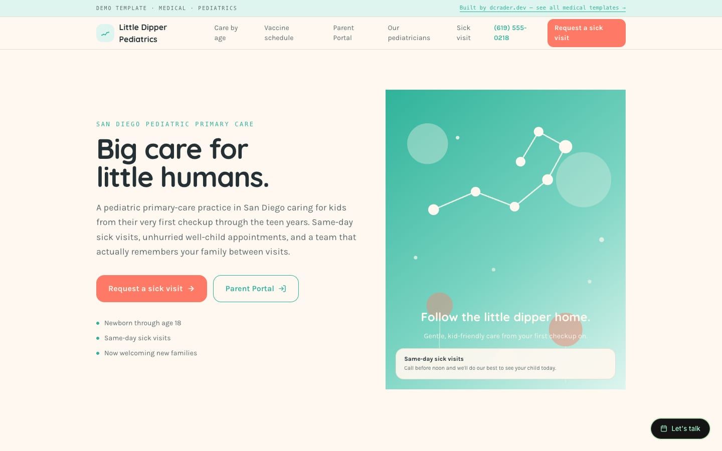 Medical & Urgent Care — Pediatrics design preview