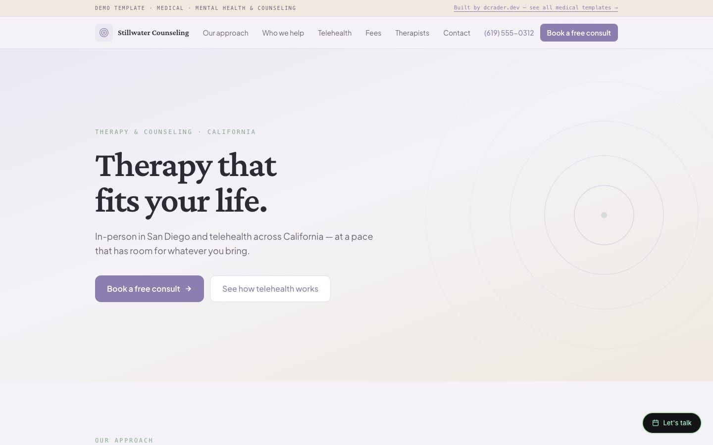 Medical & Urgent Care — Mental Health & Counseling design preview