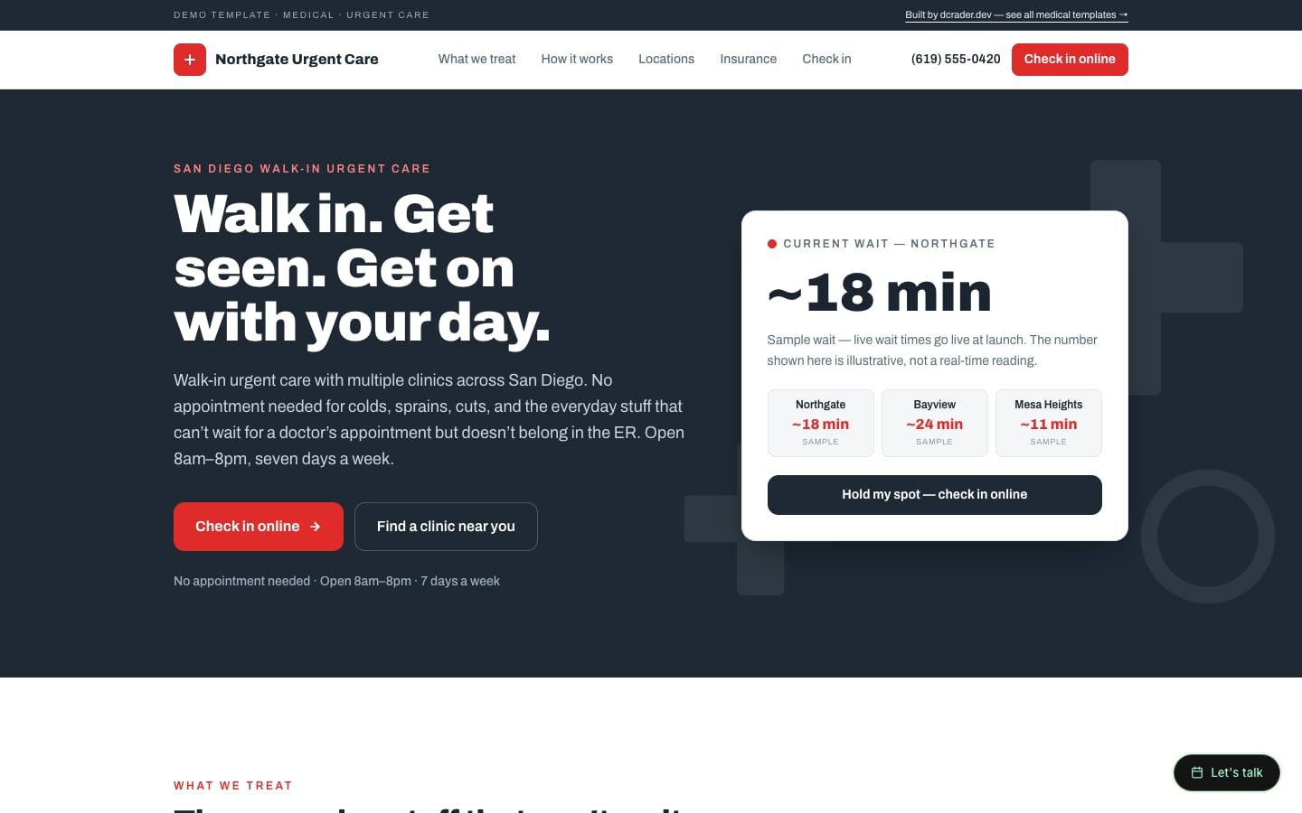 Medical & Urgent Care — Urgent Care design preview