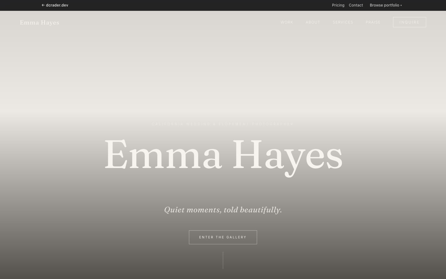Photographers — Cinematic & Quiet design preview