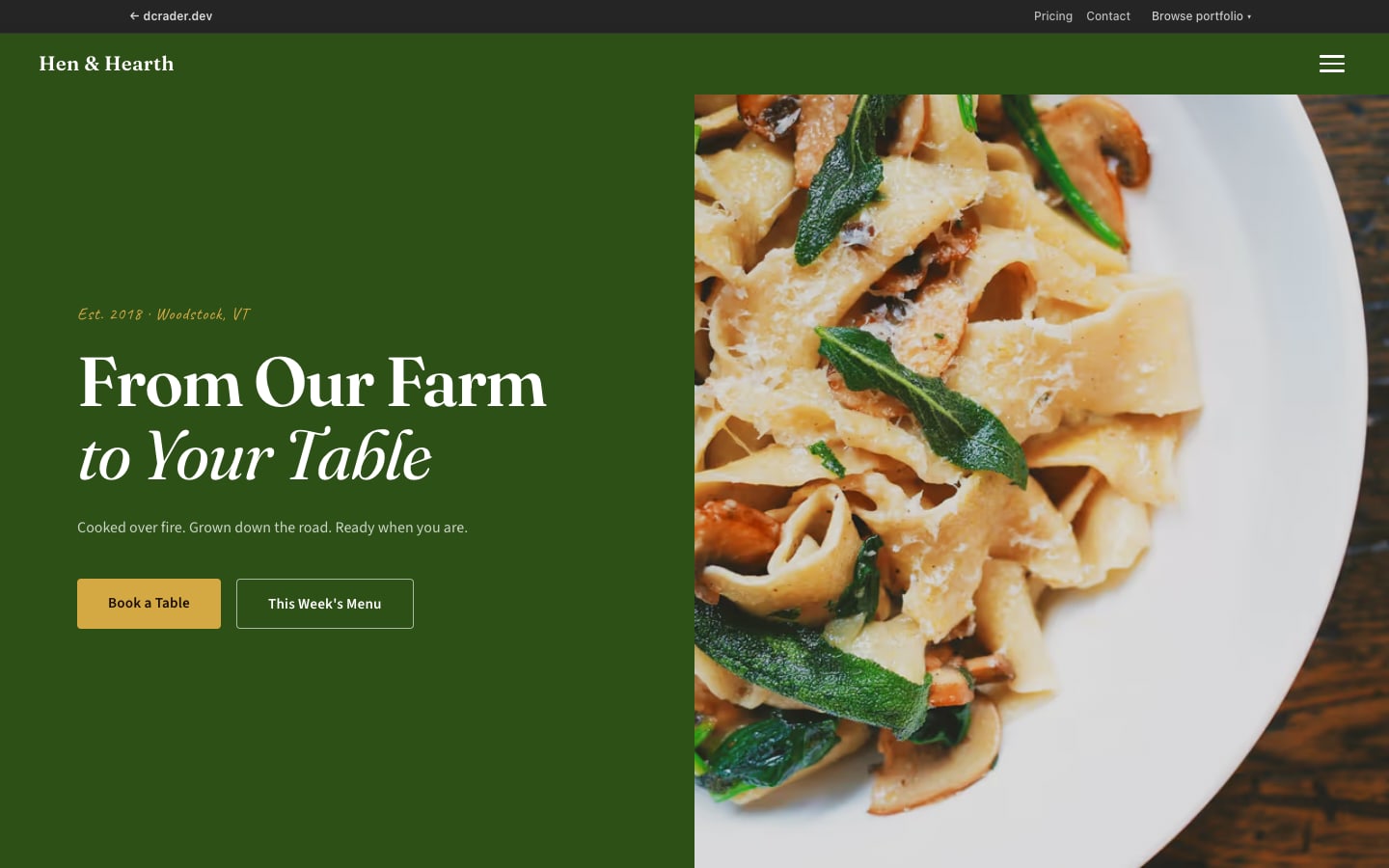 Restaurants & Cafés — Rustic Farm-to-Table design preview