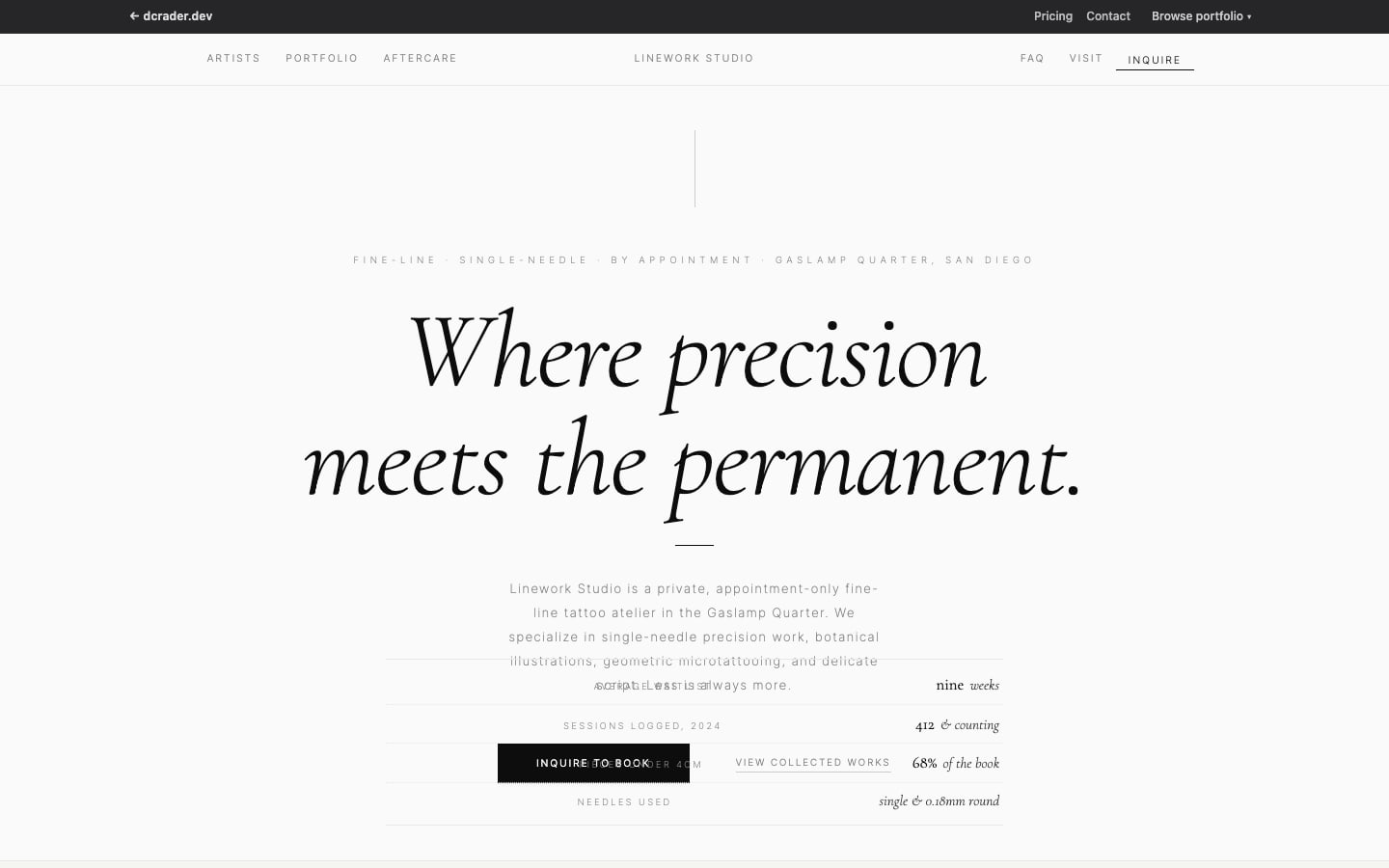 Tattoo Studios — Fine Line & Minimal design preview