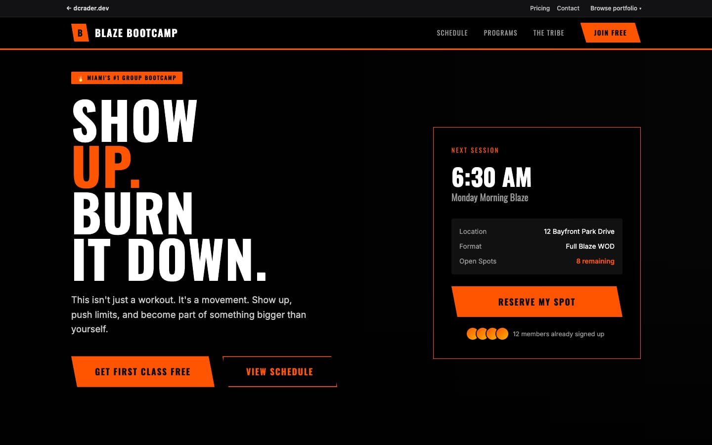 Personal Trainers & Gyms — Bootcamp Community design preview